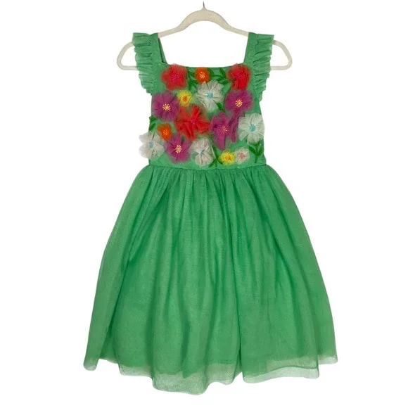 Mini Boden Girls Embellished Floral Applique Tulle Dress Size 6-7Y Party Fairy - Picture 2 of 9